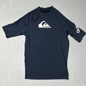 Quiksilver Navy Rash Guard Short Sleeve UPF 50+ Men's Size L